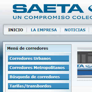 Captura de la página de SAETA, Sociedad Anónima de Transporte Automotor de la Provincia de Salta.