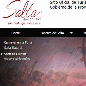 Captura de la página de la Secretaria de Turismo de Salta.