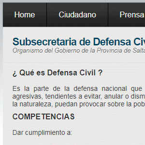 Captura de la página de la Subsecretaria de Defensa Civil de Salta.